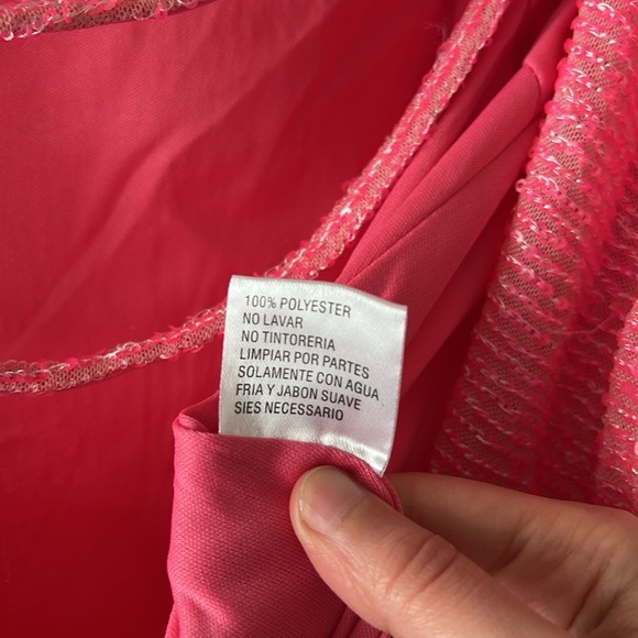 Ieena for Mac Duggal Sequined One Shoulder Draped Back Gown in Rose Size 0 - Picture 11 of 12